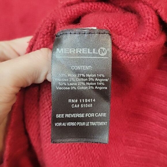 Merrell Mens red wool quarter zip sweater Size L - Picture 6 of 9